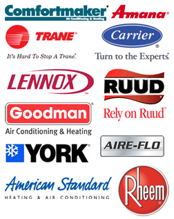Cooling and heating equipment and manufacturer brands shown on the Cool Maxx Mechanical homepage